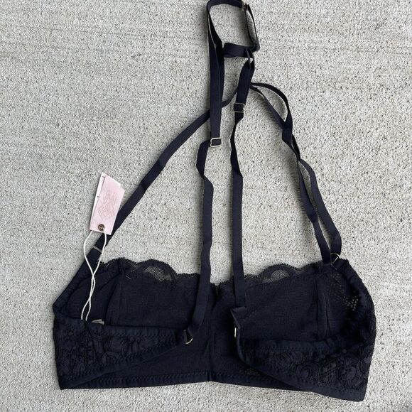 HAH by Free People Hook Up Demi Bra Size Medium‎ Black Underwire Floral Lace NEW - Picture 5 of 8